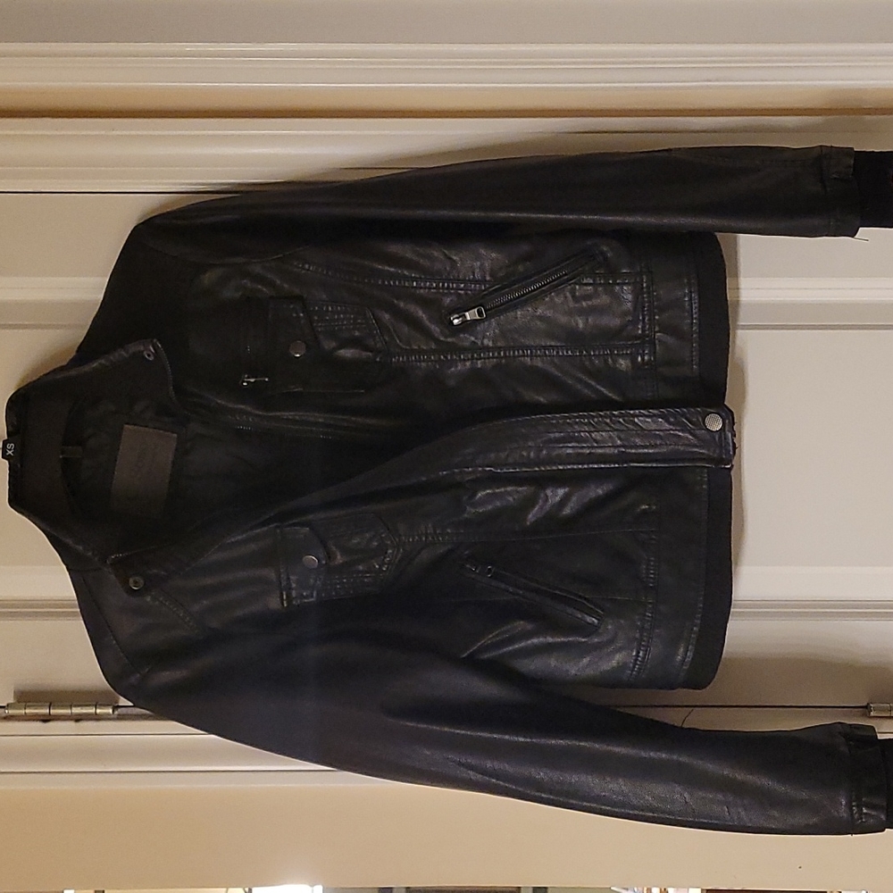 Black faux leather jacket, medium